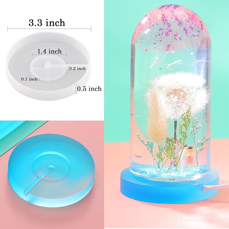 Actvty Round Display Base Silicone Mold with 6Pcs Led Light for Resin Casting, USB Powered for Lamp Resin Molds DIY Epoxy Craft Luminous Lamp Base Home Decorations - Image 2